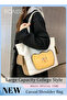 Large Capacity Shoulder Bag Durable Macaron Color Scheme Smooth Zipper Solid Color Tote Bag - 4
