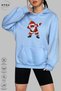 Unisex Hoodie Long Sleeve Santa Claus Printed Hooded Fleece-Lined Oversized Cotton Sweatshirt - 2