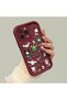 iPhone 16 Pro Compatible Christmas Festival Pattern Burgundy Silicone Anti-Fall Case - 3