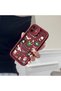 iPhone 14 Plus Compatible Christmas Festival Pattern Burgundy Silicone Anti-Fall Case - 5
