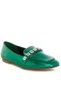 Women Metallic Diamante Strap Loafers in Green