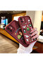 iPhone 14 Plus Compatible Christmas Festival Pattern Burgundy Silicone Anti-Fall Case - 7