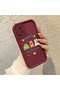 Xiaomi Redmi Note 11 Pro Compatible Christmas Festival Pattern Burgundy Silicone Anti-Fall Case - 3