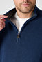 Monica Men's Light Navy Blue Thessaloniki Knitted Half Zipper Mock Neck Regular Fit Sweater