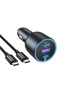 130 W USB-C Car Charger Type C PD 3.0/QC 4.0/PPS with LED Display (Includes 100W USB-C Cable)