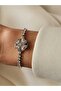 Clover Silver Color Bracelet with Spinning Clover Steel Zircon Stone - 3