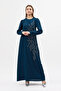 Lily Stone Embroidered Evening Dress - Petrol - 2