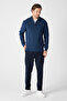 Monica Men's Light Navy Blue Thessaloniki Knitted Half Zipper Mock Neck Regular Fit Sweater - 6