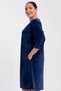 Women's Plus Size Velvet Fabric Zippered Capri Sleeve Navy Blue Home Dress C8T1N0705 - 3