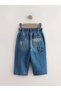 Girls' Embroidered Jeans – Elastic Waist, Floral Detail Denim Bottoms - 2