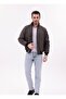 Men's Brown Transitional Coat – Mock Neck , Zippered, Lightweight Bomber Jacket