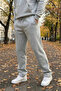 Men's Gray Melange Relaxed Fit 3 Thread Ş Fleece-Lined Sweatpants - 2