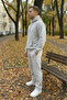 Men's Gray Melange Relaxed Fit 3 Thread Ş Fleece-Lined Sweatpants - 6