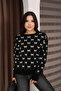 Round Crew Neck Bow Tie Bowknot Argyle Jacquard Long Sleeve Standard Fit Knitwear Sweater - 3