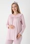 Women's Special Lace Detailed Design Maternity Pajama Set with Dressing Gown, 3-Piece Pajama Set - 2