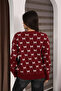 Round Crew Neck Bow Tie Bowknot Argyle Jacquard Long Sleeve Standard Fit Knitwear Sweater - 2