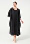 Women's Striped Patterned Belted Chiffon Pareo - 2635-25 Black - 7