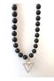 Full Zircon Stone V Model Acrylic Bead Black Detail Necklace Special Series - 4