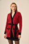 Women's Houndstooth Patterned Knitwear Cardigan Red 25250 - 4