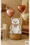 Retro Bear and 3 Retro Cream Caramel Chocolate Heart Foil Balloon Concept - 2