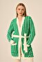Women's Houndstooth Patterned Knitwear Cardigan Grass Green 25250 - 2