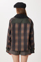 Contrast Collar Checkered Parka Lby0029 Khaki - 5