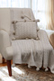 Set of 2 Pom-Pom Knitwear Knitted Throw Pillow Cover & Tv Blanket - Shoulder & Sofa Wrap Set - Dark Cream