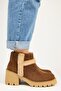 Zoe Women's Genuine Leather Fur Detailed Tan Boots