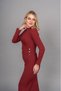 Women's Winter Burgundy Camelia Stone Long Dress Stylish Daily Comfortable 50354 - 5