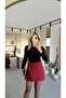 Sequin Detail Burgundy Envelope Skirt - 3