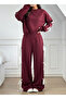 Women's Burgundy 2 Thread Fleece-Lined Piece Set – Relaxed Fit, Pink Bow Detail Winter Combination - 3