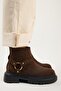 Tessa Women's Genuine Leather Brown Boots with Elastic Ring Accessories