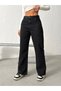 Black Cropped Pants with Cut-Out Tube Waist Full Fit Denim Trousers - 6