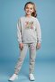 Girl's Special Printed Crew Neck Tracksuit Set – Black & Grey