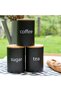 Metal Coffee Tea Sugar Canister Set – Metal Body with Wooden Lid & Metal Handle - 5