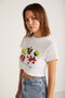 Serene Women's Short Sleeve Printed Crop White T-Shirt - 2