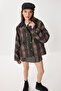 Contrast Collar Checkered Parka Lby0029 Khaki