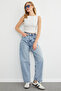 Baggy Jeans with Belted Waist and Zipper - 3