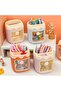 Cute Desktop Pen Holder Kawaii Mini Cabinet Pen Holder with Lid - Orange - 3