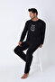 Men's Black Long Sleeve Pajama Set – Play Hard Printed Comfortable Fit Home Wear