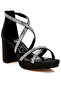 Women Rhinestones Embellished Strappy Sandals in Black