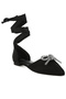 Women Rhinestone Detail Bow Flat Sandals in Black - 3