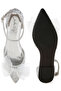 Women Sheer Bow Detail Glitter Flat Sandals in Silver - 4