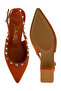 Women Stud Emebllished Microfiber Sandals in Tan - 5