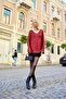 Women's Knitwear Foil Coated Sparkling V-Neck Shiny Long Mercerized Sweater - 5