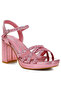 Women Pink Glitter Strappy Block Sandals
