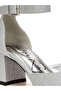 Women Glitter Block Heel Sandals in Silver - 4