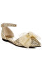 Women Sheer Bow Detail Glitter Flat Sandals in Gold