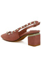 Women Stud Emebllished Microfiber Sandals in Brown - 3