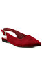 Women Velvet Slingback Flat Sandals in Dark Red